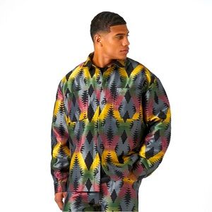Multicolored XL geo print jacket